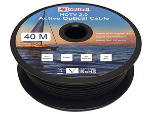 Cable Fibra Óptica HDMI Redleaf HDMIFO40, 40 Mts, V2.0, 4K, 60Hz, Color Negro.