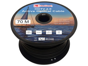 Cable Fibra Óptica HDMI Redleaf HDMIFO70, 70 Mts, V2.0, 4K, 60Hz, Color Negro.