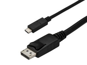 Cable adaptador Startech de USB-C (macho) a DisplayPort (macho), 1.8m. Color negro.