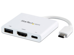Adaptador multipuertos de USB-C con HDMI y USB 3.0. Color Blanco.