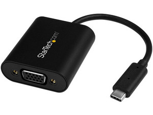 Adaptador de Video Externo StarTech USB-C a VGA. Color Negro