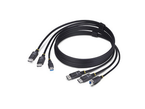 Cable KVM DisplayPort Doble Pantalla con USB 3.0, 5 Gbps, 1.8 m, 4K 60 Hz, Combinado DP 1.2/USB 3.0, Universal, Compatible con Conmutadores KVM para Dos Monitores.