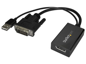 Adaptador DVI (M) a DisplayPort (H) Alimentado por USB. Color Negro.