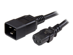 Cable de energía para computadora de C13 (hembra) a C20 (macho), 91 cm. Color negro.