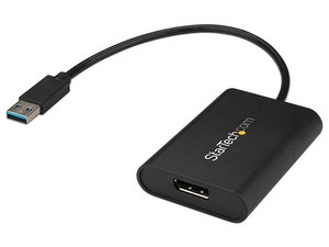 Adaptador de video StarTech USB 3.0 a DisplayPort. Color negro.