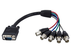 Cable de video Startech VGA a BNC RGBHV (M-H), 0.3 m. Color negro.