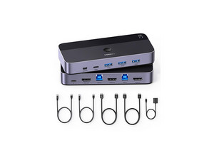 Conmutador KVM UGREEN 15707, 2 Entradas con 1 Salida, HDMI 2.0, 4 Puertos USB 3.0 (3 USB-A + 1 USB-C), Resolución 4K UHD 60Hz.