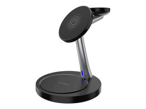 Cargador inalámbrico Acteck Energon S-Mate CI740 AC-937139 3 en 1 de hasta 15W para iPhone iWatch y AirPods. Color Negro.