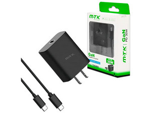 Cargador de Pared MTK 0054842 de 30W, Incluye cable USB Tipo C. Color Negro.
