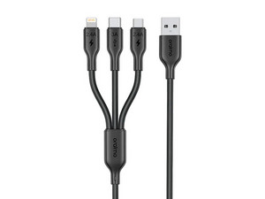 Cable de Carga USB ORAIMO Duraline 4, USB Tipo A a USB Tipo C, Micro USB y Lightning, 1m. Color Negro.