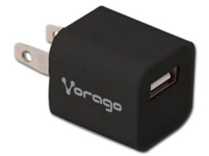 Cargador de pared Vorago AU-105-BK con 1 puerto USB. Color Negro.