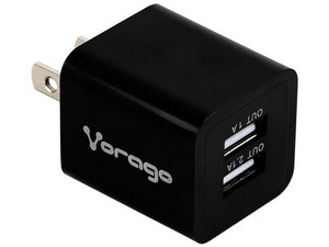 Cargador de pared Vorago AU-106-BK con 2 puertos USB. Color Negro.
