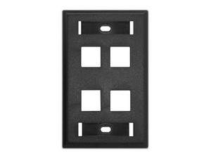 Placa De Pared Belden AX104163, 4 Puertos Compatible Con Jacks Estilo Keyconnect, Conectores De Fibra Óptica Y Coaxiales. Color Negro.