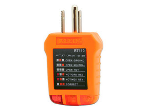 Probador de Tomacorrientes Estándar KLEIN TOOLS RT-110, Secuencia de Luces para Indicar un Cableado.