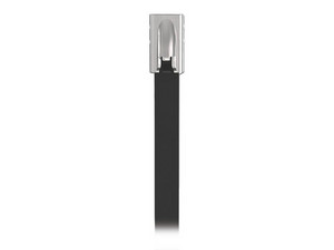 Cincho Pan-Steel de Acero Inoxidable 316 Panduit, de 521mm x 4.6mm, Exterior Resistente a Rayos UV, Paquete de 100pz, Color Negro.
