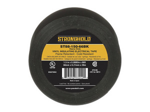 Cinta Eléctrica Stronghold para Aislar, Ancho de 38mm, Longitud de 20m, PVC. Color Negro.