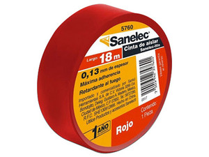 Cinta de Aislar Santul, 18m, Color Rojo.