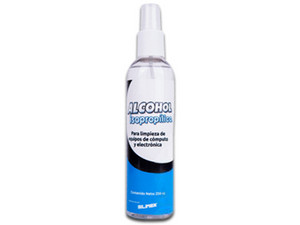 Alcohol isopropílico Silimex para limpieza de equipos electrónicos. 250ml.