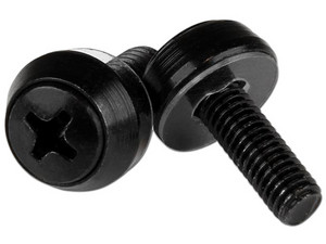 Paquete de 50 tornillos de montaje M5x12mm para racks y gabinete de servidor. Color Negro.