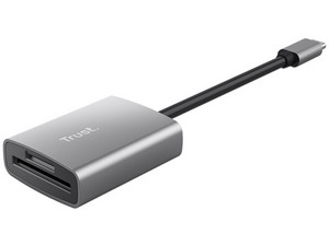 Lector de Tarjetas USB Trust Dalyx 24136 Con Interfaz USB-C y Transferencia de 140 Mbit/s. Color Aluminio.