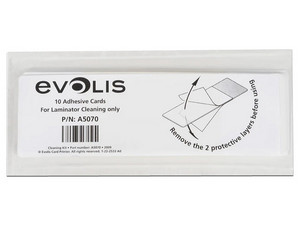 Kit de Limpieza Evolis A5070 para Tarjetas Adhesivas Laminador. Color Blanco.