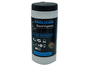 Toallitas Humedas Prolicom Towel Express, Bote con 70 Toallitas.