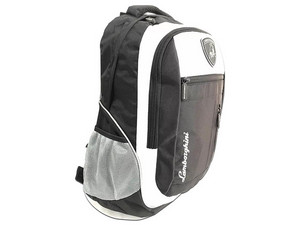 Mochila Deportiva Ginga Lamborghini Escolar Juvenil. Negra con Blanco.