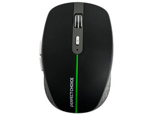 Mouse óptico inalámbrico Perfect Choice, USB, Iluminación RGB. Color Negro.