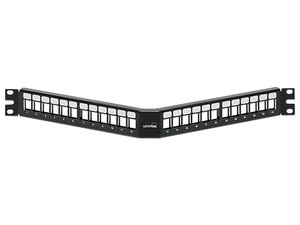 Panel de Interconexión en ángulo Levitón 49256-H24, 24 Puertos, Compatible con CAT 5E, 6 y 6A.