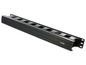 Organizador LEVITON Horizontal Frontal 1UR (4x8cm), Color Negro.