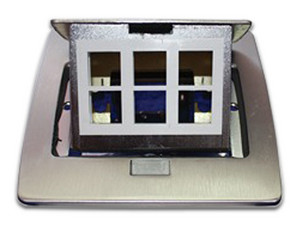 Mini caja de piso rectangular Thorsman, para datos y conectores tipo Keystone, Color y material en acero inoxidable, 3 puertos.