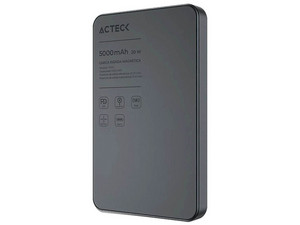 Batería Portátil Recargable Acteck Energon Go Slim Pro PM50, Powerbank de 5000 mAh, USB Tipo C, Carga Inalámbrica, 20W. Color Negro.