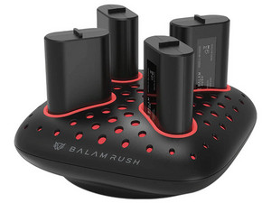 Base Cargador Balam Rush para Controles Xbox One y Xbox Series, Incluye 4 baterías ChargeCore Quad BC400, 1400 mAh.