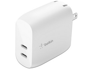 Cargador de pared Belkin WCB006DQWH, PD3.0 40W, 2 puertos USB Tipo C, Color Blanco.