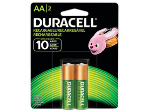 Paquete de 2 pilas DURACELL recargables AA.