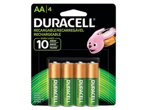 Paquete de 4 pilas DURACELL recargables AA.