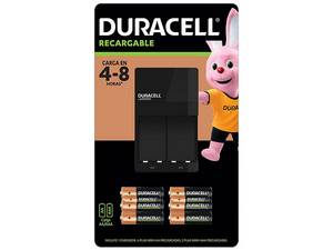 DURACELL - Cargador premium pilas recargables, carga extra rápida  compatible con baterías DURACELL AA y AAA NiMH, incluye 1 cargador + 4  pilas AA
