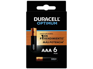 Batería Alcalina, Duracell, Optimum, AAA, 1.5V, 6 Piezas.