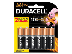 Paquete de 6 Baterías Duracell AA.