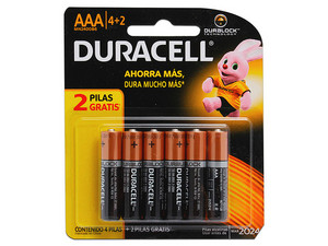 Paquete de 6 Baterías Duracell AAA.