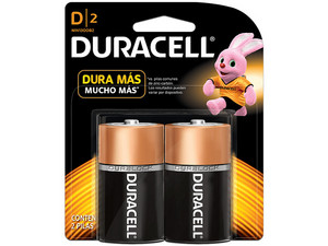 Paquete de 2 pilas Duracell tipo D.