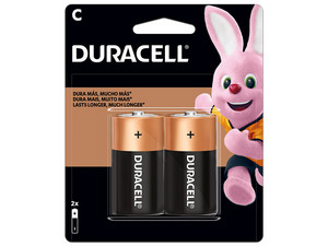 Paquete de 2 baterías Duracell tipo C.