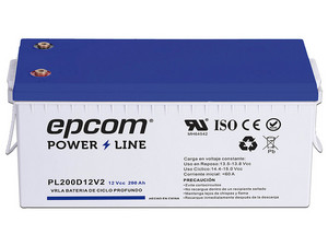 Batería de Epcom PL200D12V2 de 12 V a 200Ah, Ciclo Profundo, T5, Respaldo para Equipos Electrónicos Fotovoltaicos.