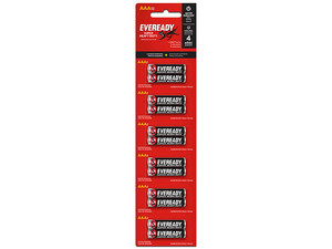Paquete de 12 Baterías Eveready Super Heavy Duty AAA de 1.5V.