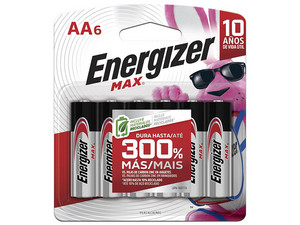Pilas Alcalinas ENERGIZER Max AA, Blíster con 6 Piezas.