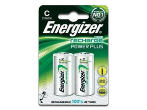 Pilas Energizer Recargables C, 2 piezas.