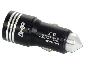 Cargador para Auto GHIA GAC-176, 2 Puertos USB. Color Negro.