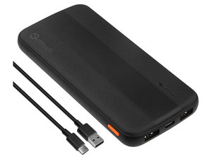Power Bank Getttech GBN-E10FC-01, Batería Portátil Recargable de 10,000 mAh, USB Tipo A y Tipo C. Color Negro.
