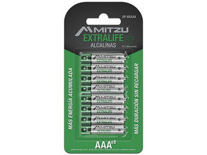 Pilas Alcalinas MITZU ExtraLife AAA, Paquete con 8 Piezas de 1.5V.