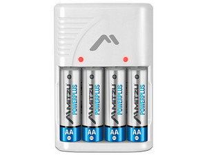 Cargador de Pilas MITZU MC-210, Compatible con Pilas AA y AAA, Capacidad de Carga de 700mAh, Con Clavija Integrada.